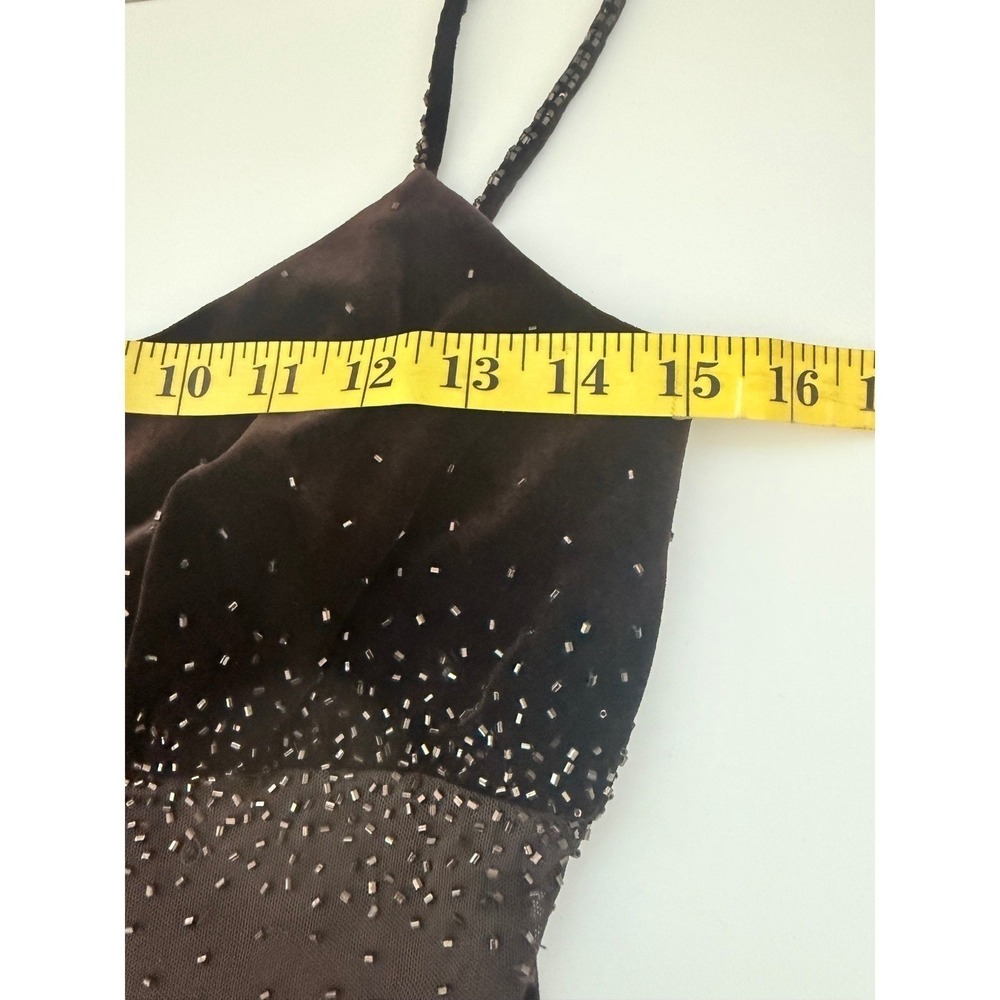 Y2K Cache Maxi Dress Brown Velvet Beaded Fairy Grunge Goth Witchy Sz 6 - Picture 9 of 15